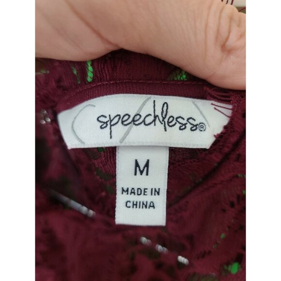 Speechless Lace Fit & Flare Dress Womens Medium Burgundy Sleeveless Prom Fairy - Picture 8 of 8